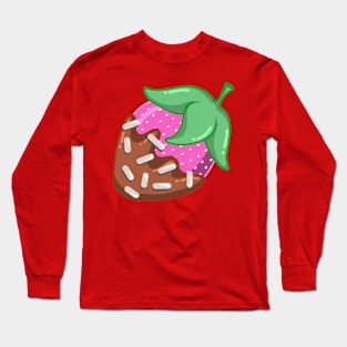 Chocolate Covered Strawberry with Sprinkles Fresh Berry Fun Dessert Design Long Sleeve T-Shirt